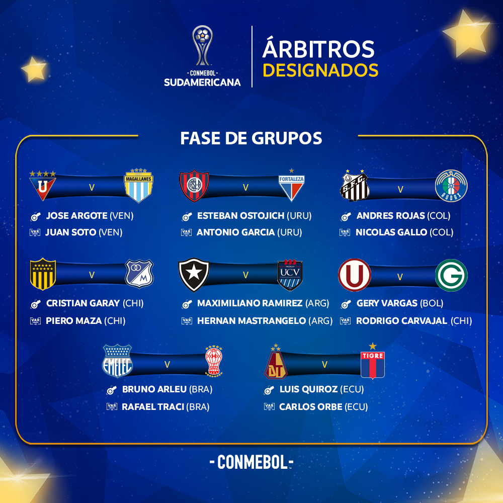 Nómina de árbitros para la CONMEBOL Sudamericana CONMEBOL