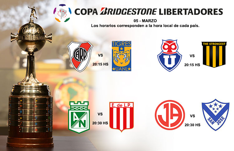 Bridgestone Libertadores:cuatro partidos para el jueves 5 - CONMEBOL