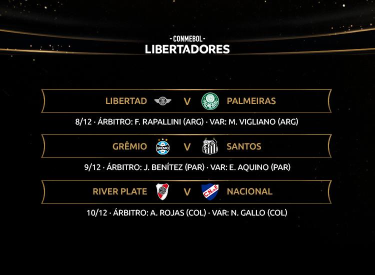 Lista de árbitros para os jogos de volta das Quartas de Final - CONMEBOL