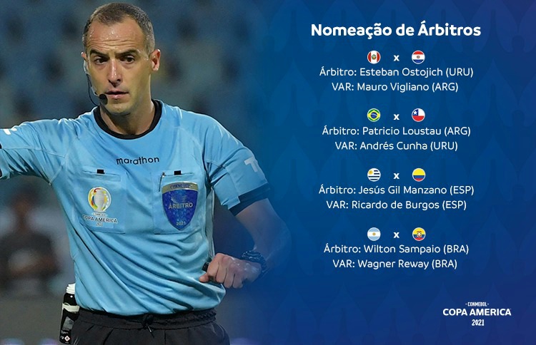 Lista de árbitros para os jogos de volta das Quartas de Final - CONMEBOL