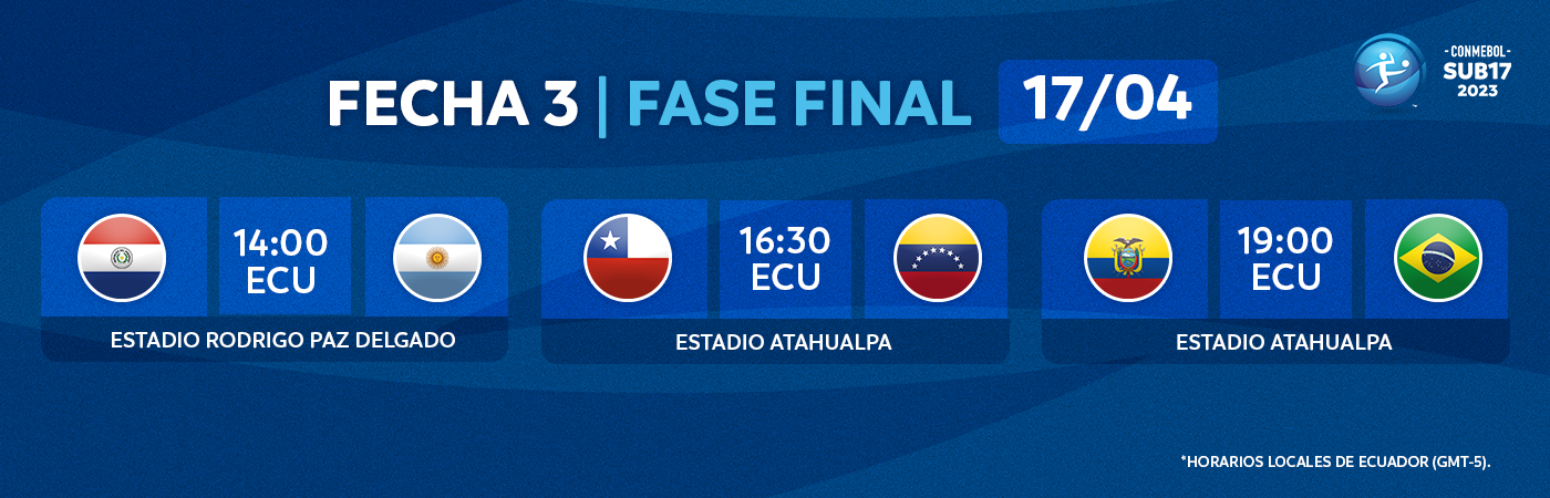 CONMEBOL.com on X: ¡Agéndalo! Los partidos de este domingo en la CONMEBOL  #Sub17FS 2022. 📆 Agende-se! Os jogos deste domingo na CONMEBOL #Sub17FS  2022. ⏳ #CreeEnGrande #AcrediteSempre  / X