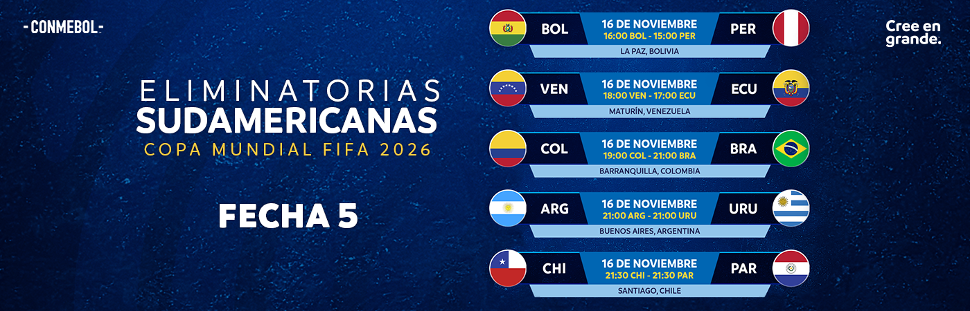 Eliminatórias América do Sul: Os jogos da 15ª rodada - Eliminatórias para a  Copa - Br - Futboo.com