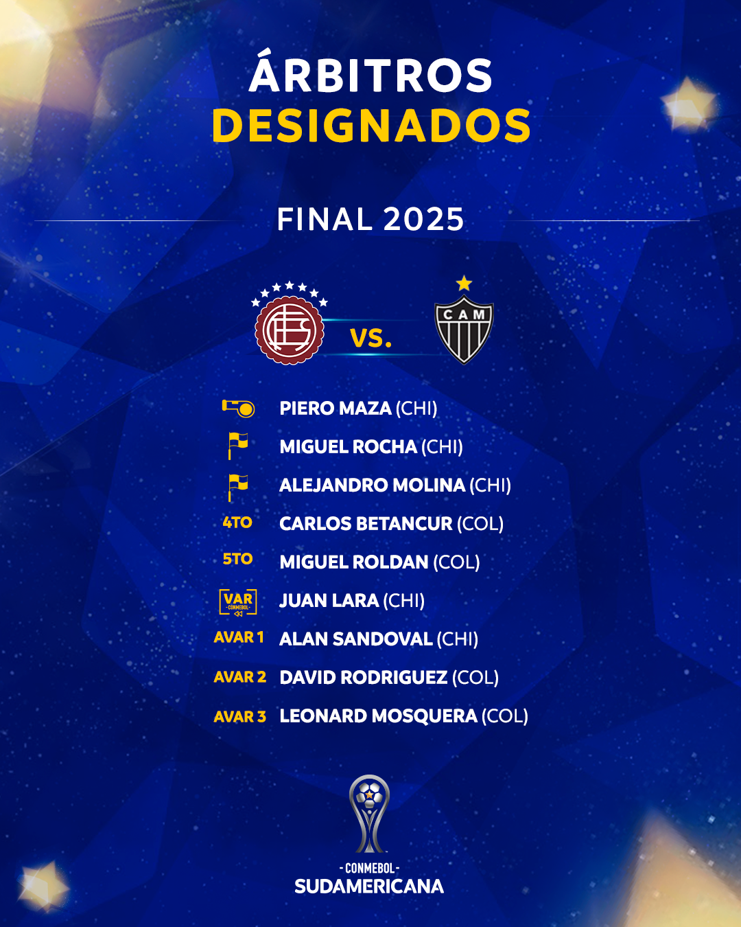Árbitros designados para la Final – CONMEBOL Sudamericana 2025 – CONMEBOL
